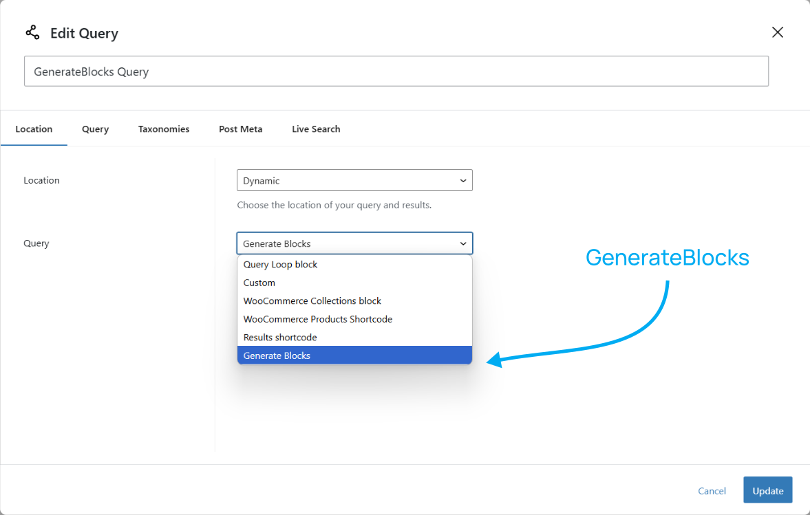 Generate Blocks v2.0 Integration - Search & Filter Pro