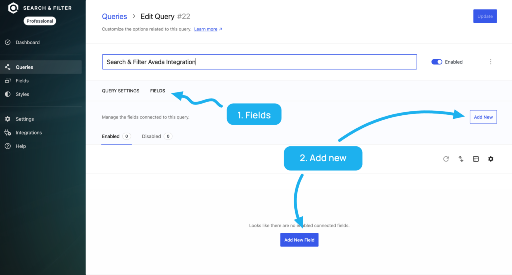 Search & Filter Avada integration. Adding new fields for the query